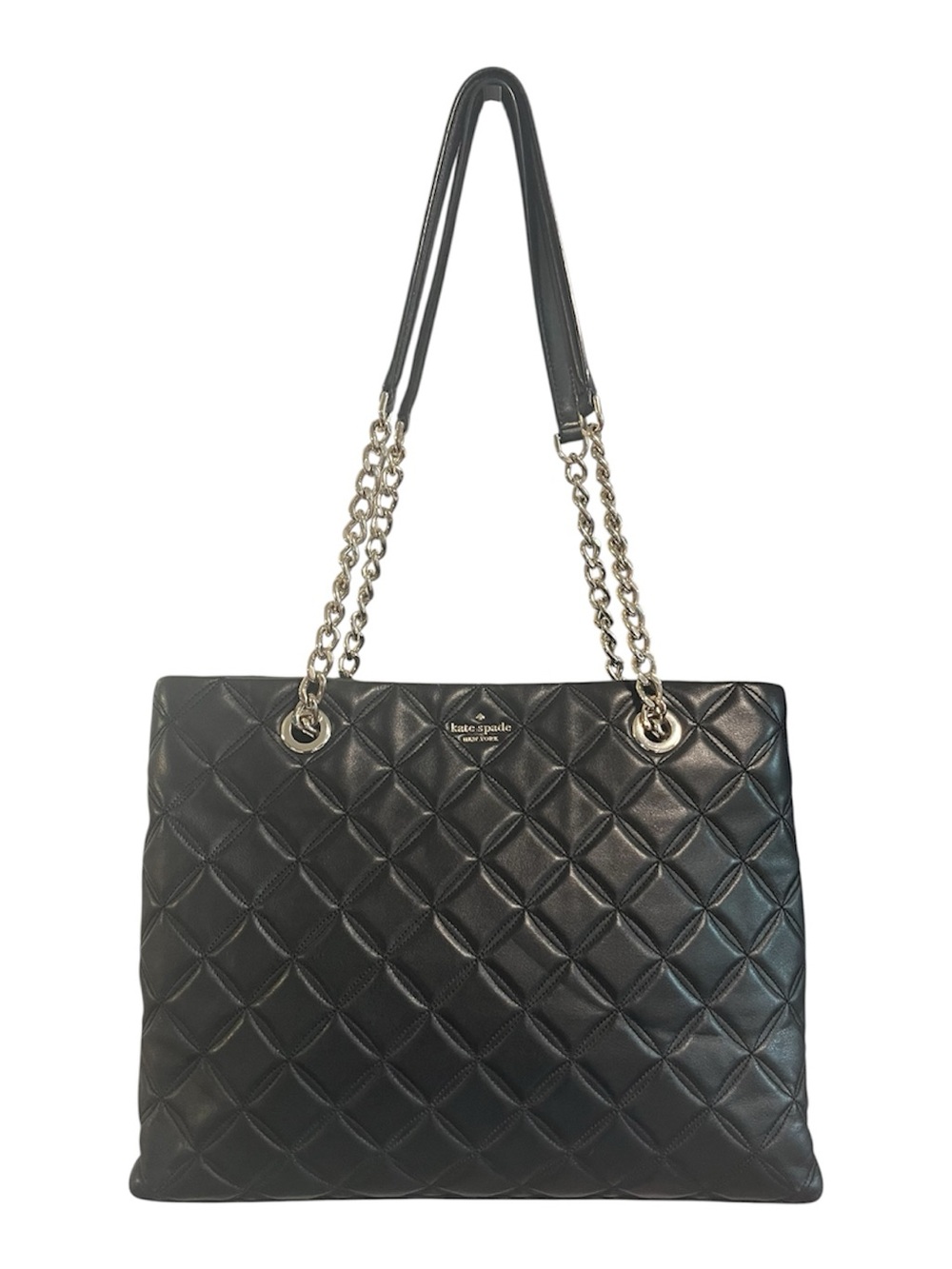 Kate Spade Natalia Black Quilted Leather Chain-Handle Tote